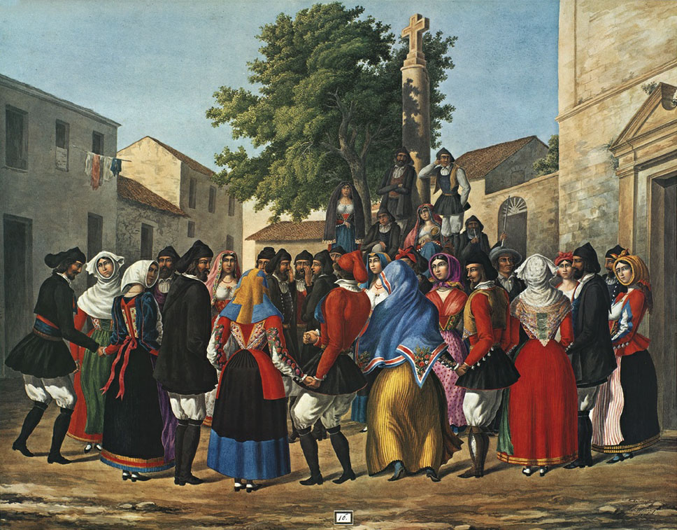 Il ballo sardo o tondo col canto nel piazzale della chiesa - Simone Manca di Mores